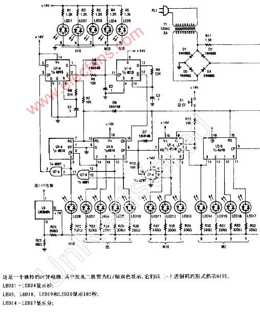 二進(jìn)制時(shí)鐘電路