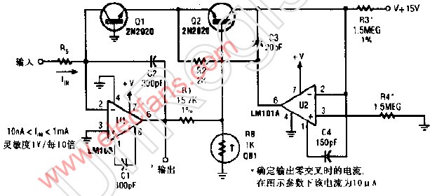 温度补偿式单象限对数变换器