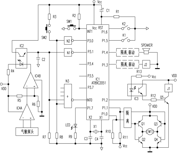 AT89C2051在多功能窗中的應用及電路圖