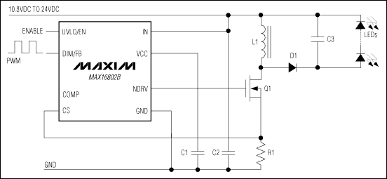 MAX16801 离线式、DC-DC PWM控制器，用于高亮