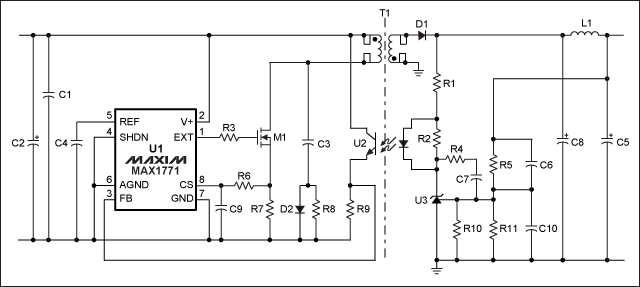 隔離型PFM反激<b class='flag-5'>DCDC</b><b class='flag-5'>轉(zhuǎn)換器</b>電路<b class='flag-5'>原理圖</b>