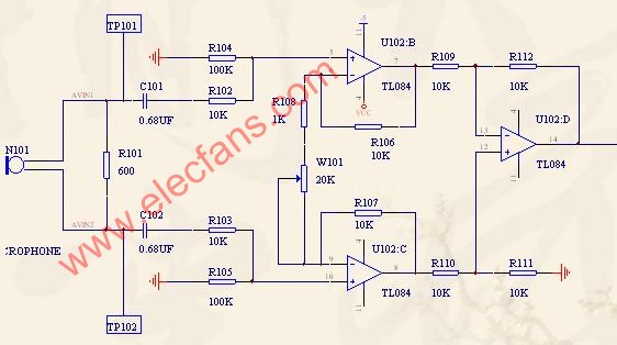 模擬信號平衡輸入/不平衡輸出電路