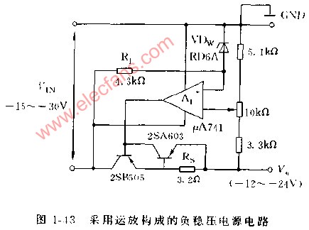 采用<b class='flag-5'>运</b><b class='flag-5'>放</b>构成的<b class='flag-5'>负</b>稳压<b class='flag-5'>电源</b>电路