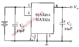 MAX603、MAX604固定输出的典型电路