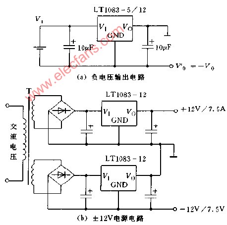 LT108构成的负输出电压电路