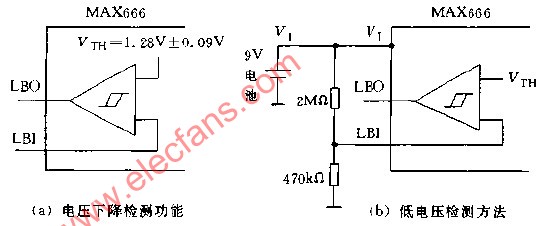 <b class='flag-5'>MAX666</b>的电压下降检测功能电路