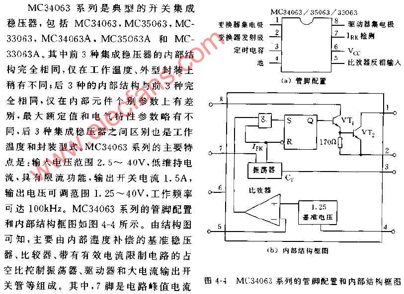 MC34063系列的管腳備戰(zhàn)和內部結構框圖