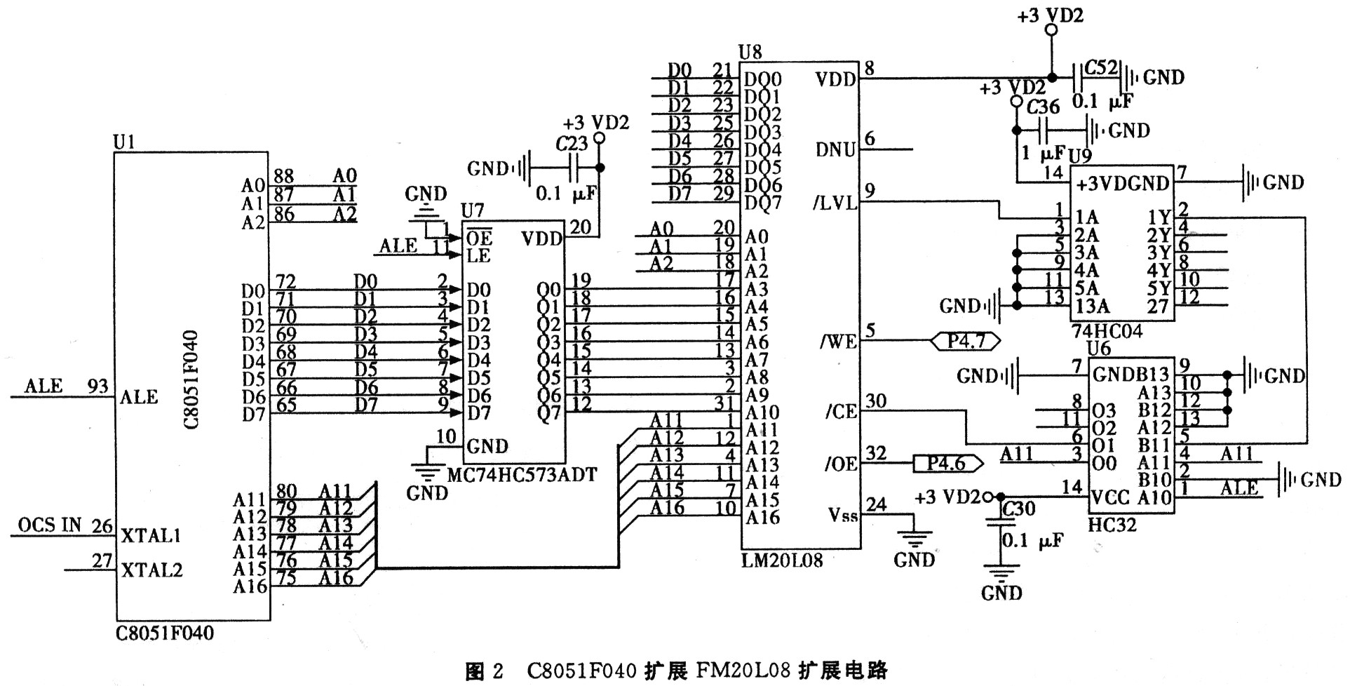 C8051FC40扩展PM23L08扩展电路