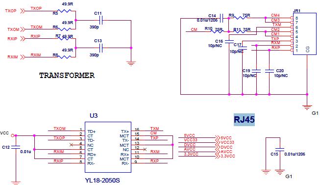 RJ45接口與串口連接電路圖