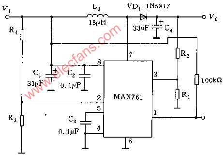 <b class='flag-5'>采用</b><b class='flag-5'>MAX</b>761<b class='flag-5'>构成</b>的输出<b class='flag-5'>电压</b>可调<b class='flag-5'>电路</b>