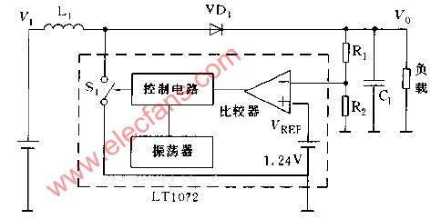 LT1072构成的基本升压变换器电路