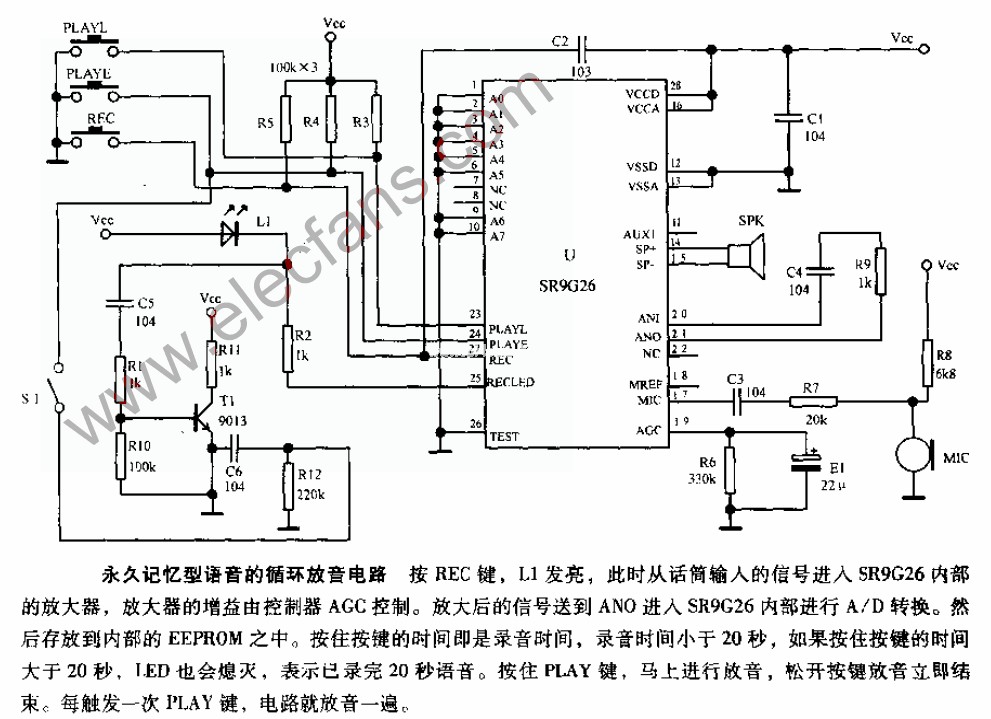 永久記憶型語音的循環放音電路圖