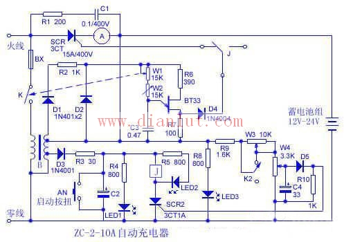 10A<b class='flag-5'>蓄电池</b><b class='flag-5'>自动</b><b class='flag-5'>充电器</b>原理图