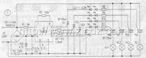 由SH803组成的大功率彩灯程控器电路