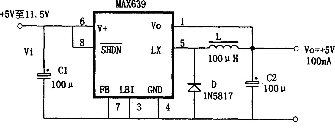 MAX639制作的降压式变换电源(5V固定输出)
