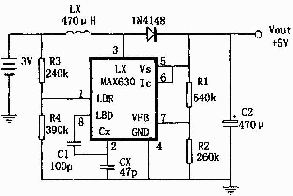 MAX630組成的具有頻率自動(dòng)偏移的升壓變換電源