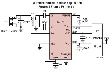 LTC3108 - 超低电压、升压型转换器和电源管理器