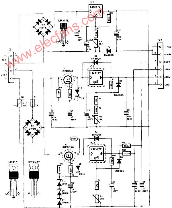 电子管音频放大器的高电压电源电路