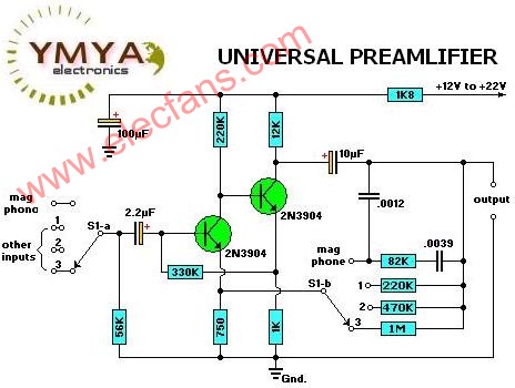 通用前置放大器电路--Universal Preamplif