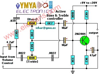 有源低音控制转换器电路-Active Bass & Trem
