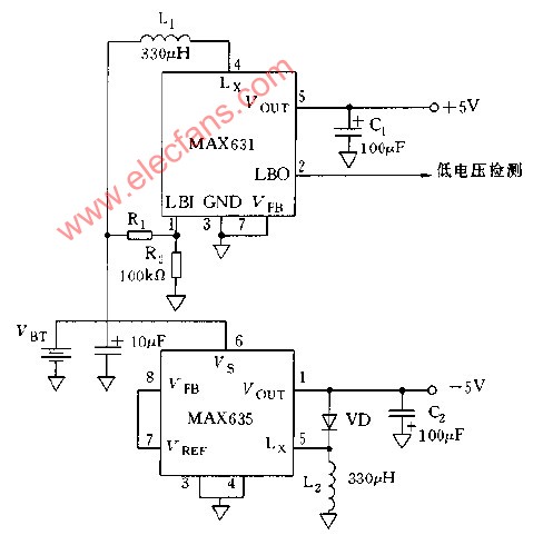 采用2個DC DC變換器構成的微處理機電源電路