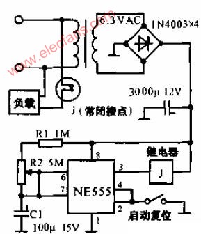 供电0-1小时的定时交流电源电路