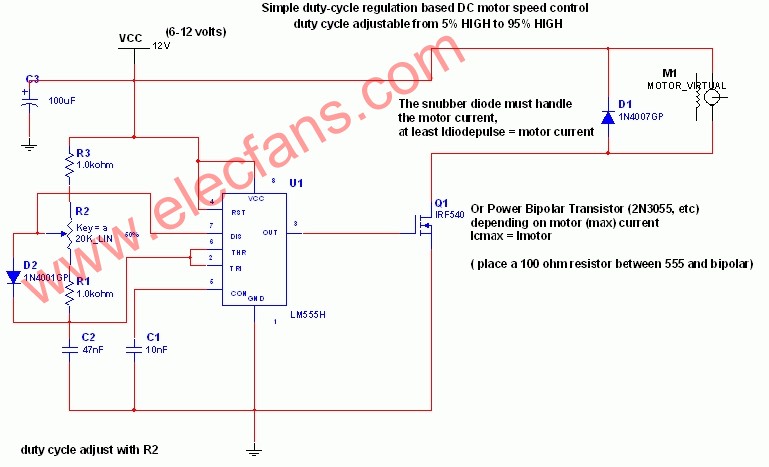 简单的直流电机PWM调速电路 Simple DC motor