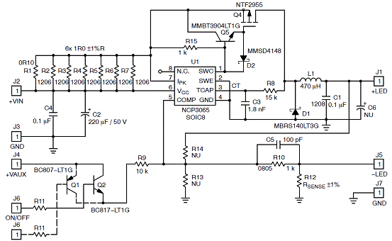 NCP3065典型降压应用电路