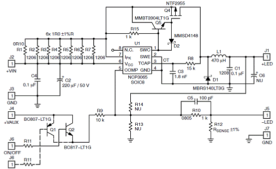 NCP3065典型降壓應(yīng)用電路