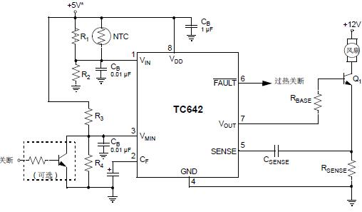 TC642应用电路 (开关模式<b class='flag-5'>风扇</b><b class='flag-5'>速度</b><b class='flag-5'>控制器</b>)