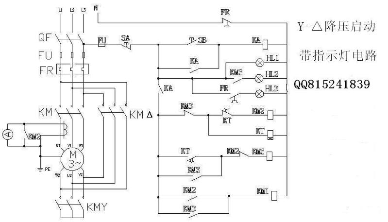星<b class='flag-5'>三角形</b>降<b class='flag-5'>压起动</b>电路图