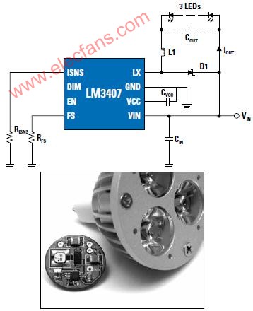 采用<b class='flag-5'>LM3407</b>的MR16照明系统解决方案