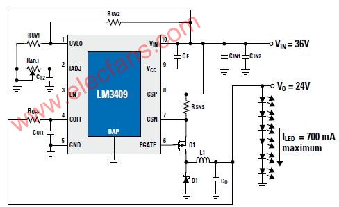 <b>LM3409</b>—可驱动高功率LED的PowerWise PFE