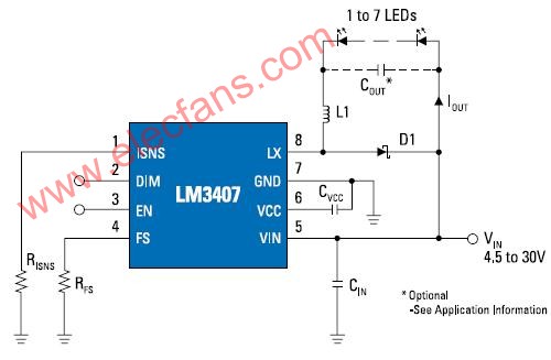 <b class='flag-5'>LM3407</b>—<b class='flag-5'>驱动</b>高功率LED的PowerWise 350m