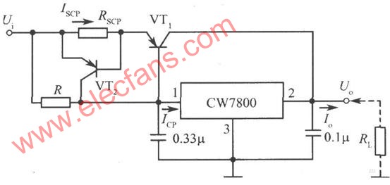 CW7800组成的大电流输出集成稳压电源电路
