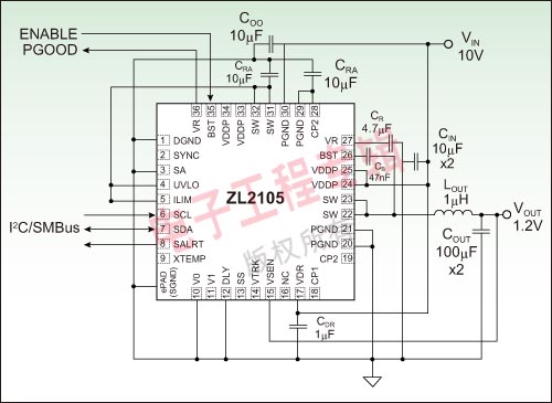 集成數字電源管理的DC/DC轉換器--ZL2105 支持即插