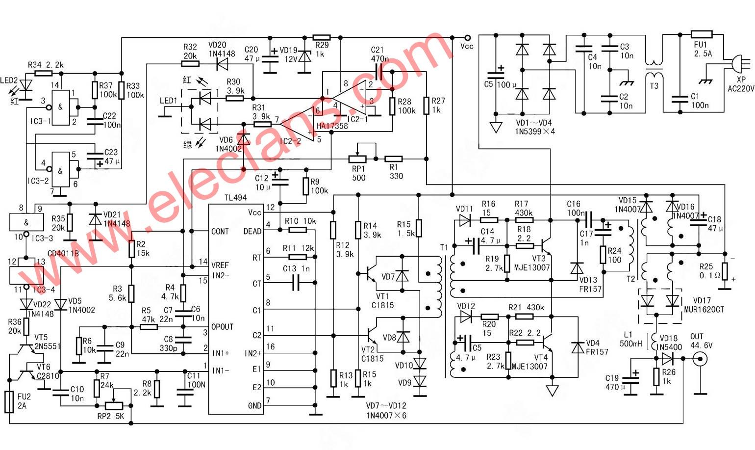 <b class='flag-5'>TL494</b>电动车充电器<b class='flag-5'>电路图</b>