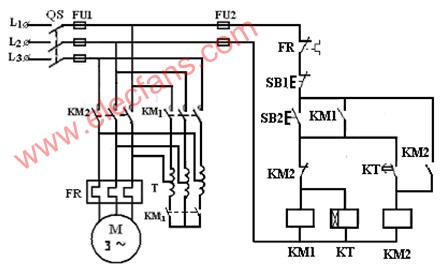 两个接触器控制的自耦变压器降压起动控制线路