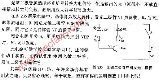 光敏二極管控制發(fā)光二極管電路圖