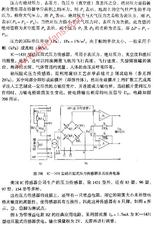 IC-1431型硅壓阻式壓力傳感器及其經典電路圖