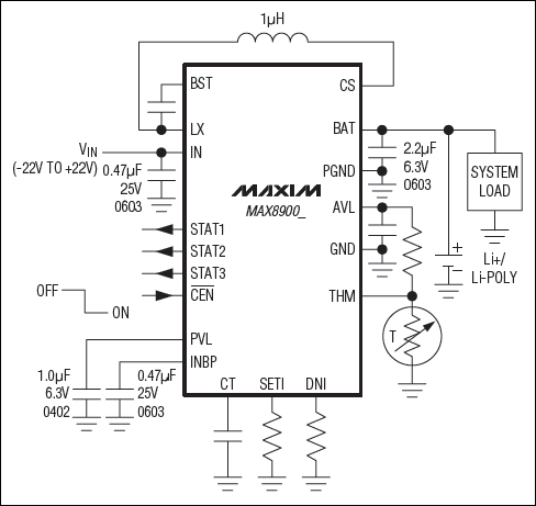 MAX8900A,MAX8900B 1.2A<b class='flag-5'>开关</b><b class='flag-5'>模式</b><b class='flag-5'>Li+</b><b class='flag-5'>充电</b>器