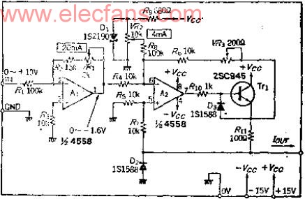 把0~10V转换成4~20MA的电压-电流转换电路