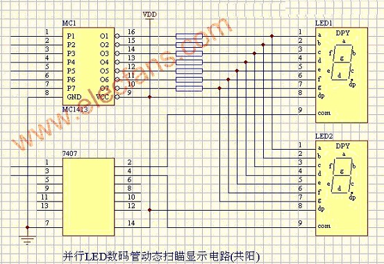 串行<b class='flag-5'>LED</b><b class='flag-5'>數碼管</b>靜態<b class='flag-5'>顯示</b>電路（共陰 共陽）