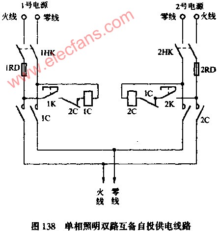 <b class='flag-5'>单相</b>照明双路互备<b class='flag-5'>自投</b>供电电路图