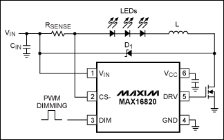 MAX16820典型应用电路图