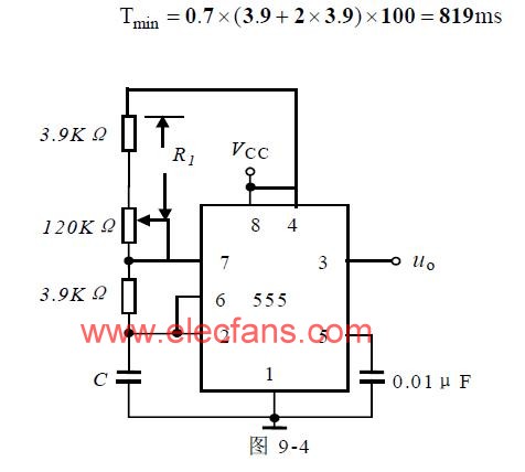 用555定时器设计一个自由多谐振荡器