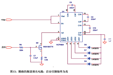 基于NCP5604的LED電流漸進啟動/停止的實現