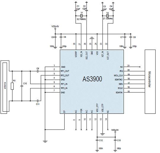 AS3900设计的低功耗FSK收发方案