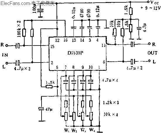D7630P立体声音调多功能控制电路的应用