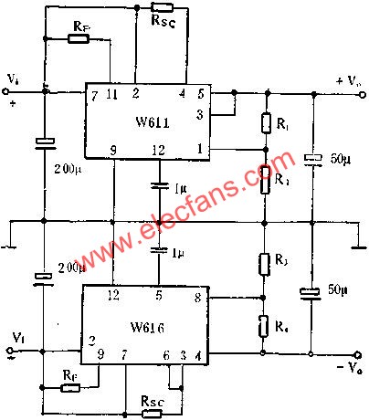 W<b class='flag-5'>611</b>、w<b class='flag-5'>616</b>组成正、负稳<b class='flag-5'>压电</b>路图